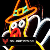 1.5-Ft. Neon Yellow & Orange LED Turkey Wall Decoration for Indoors & Covered Outdoors, Plug Operated