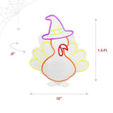 1.5-Ft. Neon Yellow & Orange LED Turkey Wall Decoration for Indoors & Covered Outdoors, Plug Operated