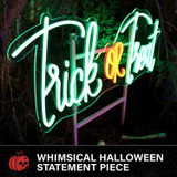 1-Ft. Neon Green & Red LED Trick or Treat Wall Decoration for Indoors & Covered Outdoors, Plug Operated