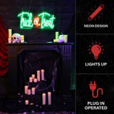 1-Ft. Neon Green & Red LED Trick or Treat Wall Decoration for Indoors & Covered Outdoors, Plug Operated