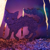 3-Ft. Black Metal Lighted Witch & Cat Decoration with Stake, Battery Operated (3 AA)