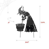 3-Ft. Black Metal Lighted Witch & Cat Decoration with Stake, Battery Operated (3 AA)