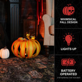 1.2-Ft. Metal LED 3D Pumpkin Lantern Decoration for Indoors & Covered Outdoors, Battery Operated (3 AA)