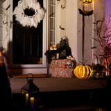 1.2-Ft. Metal LED 3D Pumpkin Lantern Decoration for Indoors & Covered Outdoors, Battery Operated (3 AA)