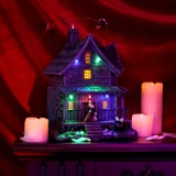 1-Ft. Animated LED Haunted House with Flying Witches Halloween Decoration, Battery Operated (3 AAA)