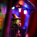 1-Ft. Animated LED Haunted House with Flying Witches Halloween Decoration, Battery Operated (3 AAA)