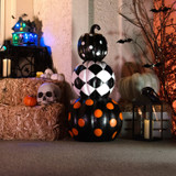 2.4-Ft. Designer Polka Dot Checkerboard Pumpkin Stack Halloween Decoration