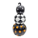2.4-Ft. Designer Polka Dot Checkerboard Pumpkin Stack Halloween Decoration