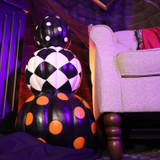 2.4-Ft. Designer Polka Dot Checkerboard Pumpkin Stack Halloween Decoration