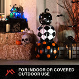 2.4-Ft. Designer Polka Dot Checkerboard Pumpkin Stack Halloween Decoration