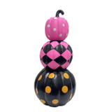 2.4-Ft. Designer Polka Dot Checkerboard Summerween Pumpkin Stack Halloween Decoration
