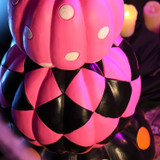 2.4-Ft. Designer Polka Dot Checkerboard Summerween Pumpkin Stack Halloween Decoration