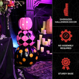 2.4-Ft. Designer Polka Dot Checkerboard Summerween Pumpkin Stack Halloween Decoration