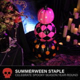 2.4-Ft. Designer Polka Dot Checkerboard Summerween Pumpkin Stack Halloween Decoration