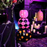 2.4-Ft. Designer Polka Dot Checkerboard Summerween Pumpkin Stack Halloween Decoration