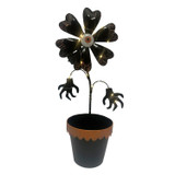 2-Ft. LED Metal Flower in Pot Decoration with Stake for Indoors & Covered Outdoors, (2 AA)
