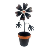 2-Ft. LED Metal Flower in Pot Decoration with Stake for Indoors & Covered Outdoors, (2 AA)