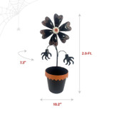 2-Ft. LED Metal Flower in Pot Decoration with Stake for Indoors & Covered Outdoors, (2 AA)