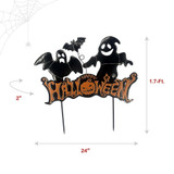 1.7-Ft. LED Black Happy Halloween Sign with Ghosts & Stake for Indoors & Covered Outdoors, (2 AA)