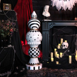 3.9-Ft. Halloween Finial with Black & White Polka Dot, Checkerboard & Swirl