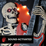 3-Ft. Tombstone Skeleton with Guitar Animatronic with Light and Music