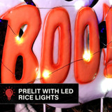 2-Ft. LED White Happy Halloween Sign with Ghosts & Stake for Indoors & Covered Outdoors, (2 AA)