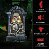 3-Ft. Tombstone Skeleton with Drum Animatronic with Light and Music