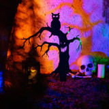 2-Ft. LED Metal Spooky Tree with Owl & Lantern for Indoors & Covered Outdoors, Plug Operated