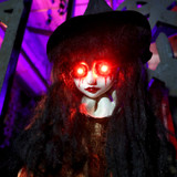 5.6-Ft. Standing Witch with a Creepy Girl Animatronic