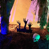 2-Ft. LED Metal Zombie Hands Coming From Ground Decoration for Indoors & Covered Outdoors, Solar Powered