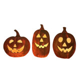 3-Piece Spooky Lighted LED Jack O Lantern Set, Battery Operated (9 AA)