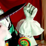 4.1-Ft. Sitting Scareclown with Saw & Candy Animatronic