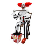 4.1-Ft. Sitting Scareclown with Saw & Candy Animatronic