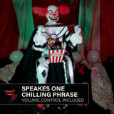 4.1-Ft. Sitting Scareclown with Saw & Candy Animatronic