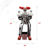4.1-Ft. Sitting Scareclown with Saw & Candy Animatronic