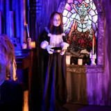 5.3-Ft. Standing Animated Creepy Lady Holding Plate Animatronic