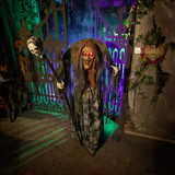 5.6-Ft.Standing Animated Hunchback Witch with Skull-Topped Staff Animatronic