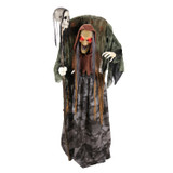 5.6-Ft.Standing Animated Hunchback Witch with Skull-Topped Staff Animatronic