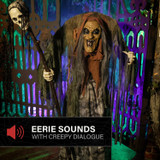 5.6-Ft.Standing Animated Hunchback Witch with Skull-Topped Staff Animatronic