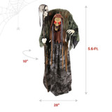 5.6-Ft.Standing Animated Hunchback Witch with Skull-Topped Staff Animatronic