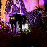 3-Ft. Metal Black Cat Decoration with LED Eyes for Indoors & Covered Outdoors, Battery Operated (3 AA)