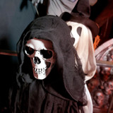 3.9-Ft. Sitting Reaper with Hide and Seek Ghost Animatronic