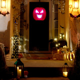 2.7-Ft. Decorative Metal Pillar Lantern with Cat & Ghost Cutouts, Battery Operated (3 AA)