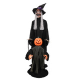 6.1-Ft. Standing Animated Witch with Pumpkin Man Animatronic