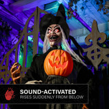 6.1-Ft. Standing Animated Witch with Pumpkin Man Animatronic