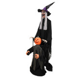6.1-Ft. Standing Animated Witch with Pumpkin Man Animatronic