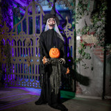 6.1-Ft. Standing Animated Witch with Pumpkin Man Animatronic