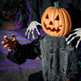 6.1-Ft. Standing Animated Witch with Pumpkin Man Animatronic