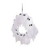 2-Ft. Lighted Black & White Ghost Wreath for Indoors & Covered Outdoors, Battery Operated (3 AA)