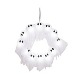 2-Ft. Lighted Black & White Ghost Wreath for Indoors & Covered Outdoors, Battery Operated (3 AA)